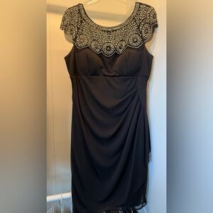 Elegant Xscape Black Beaded Midi Dress